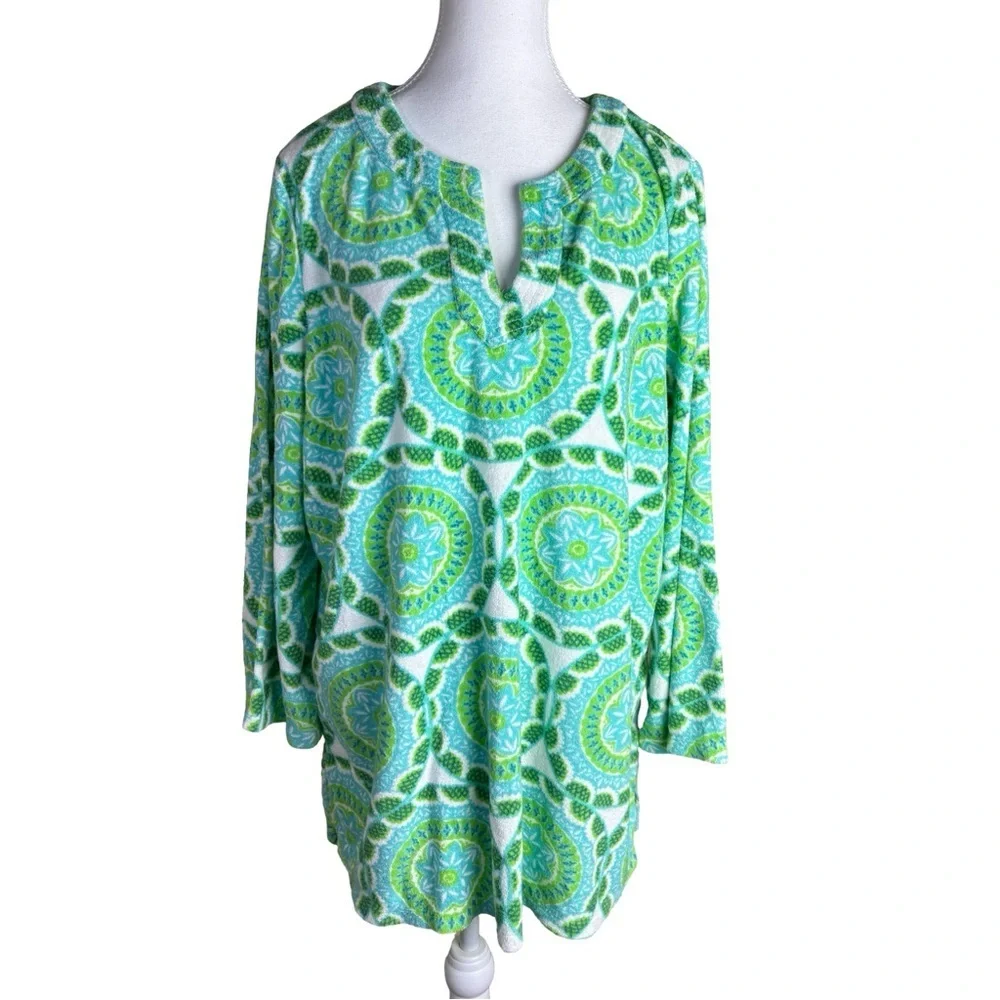TALBOTS Terry Split Neck Tunic Beach Coverup